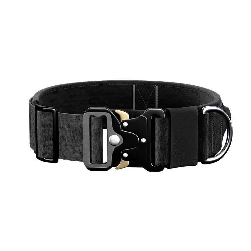 Tactical Dog Collar with Handle & Metal Buckle