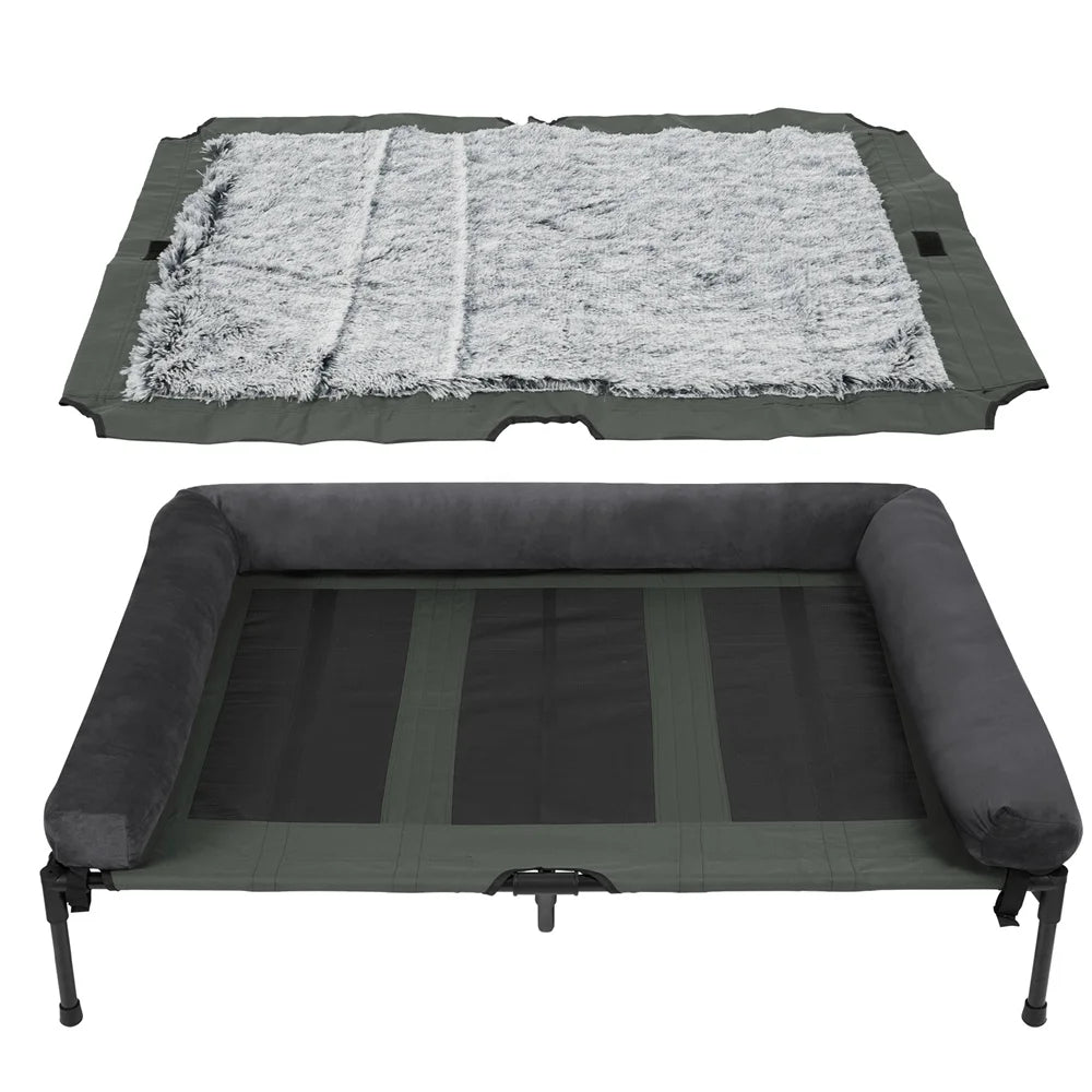 Orthopedic Raised Cooling Washable Dog Bed With Bolster