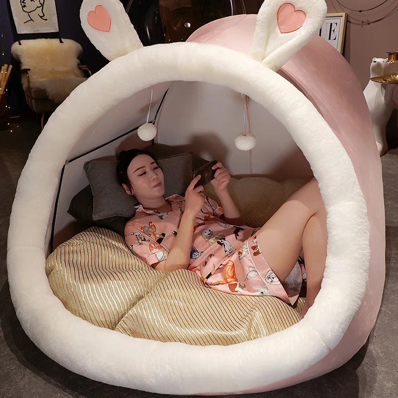 Human Dog Bed Plush Canopy for Large Dogs Owners