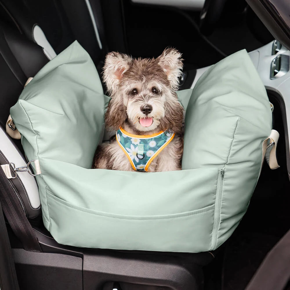 Travel-Safe Dog Car Seat Bed with Washable Cover, Safety Buckle, and Waterproof Design