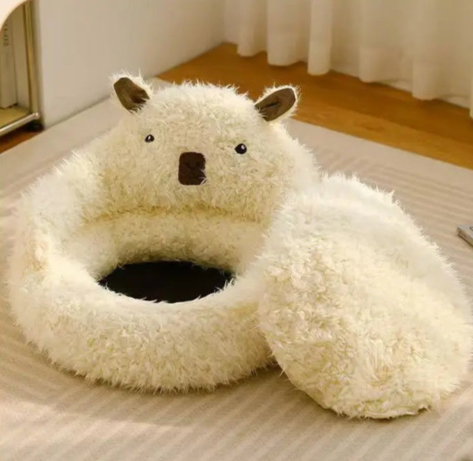 Washable Plush Dog Nest Bed with Bolster Comfort