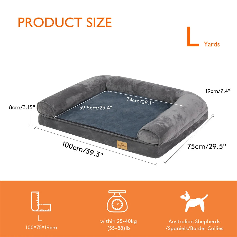 Extra Large Orthopedic Waterproof Dog Bed Washable Bolster