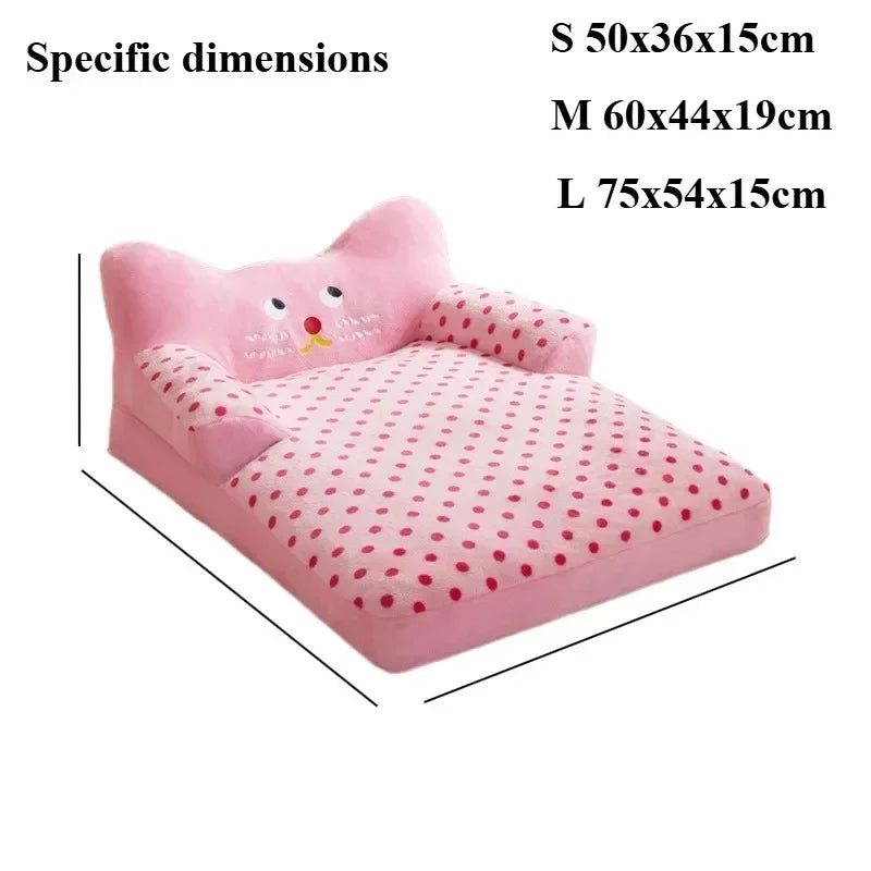 Plush Fleece Washable Dog Bed with Bolster Support and Non-Slip Base