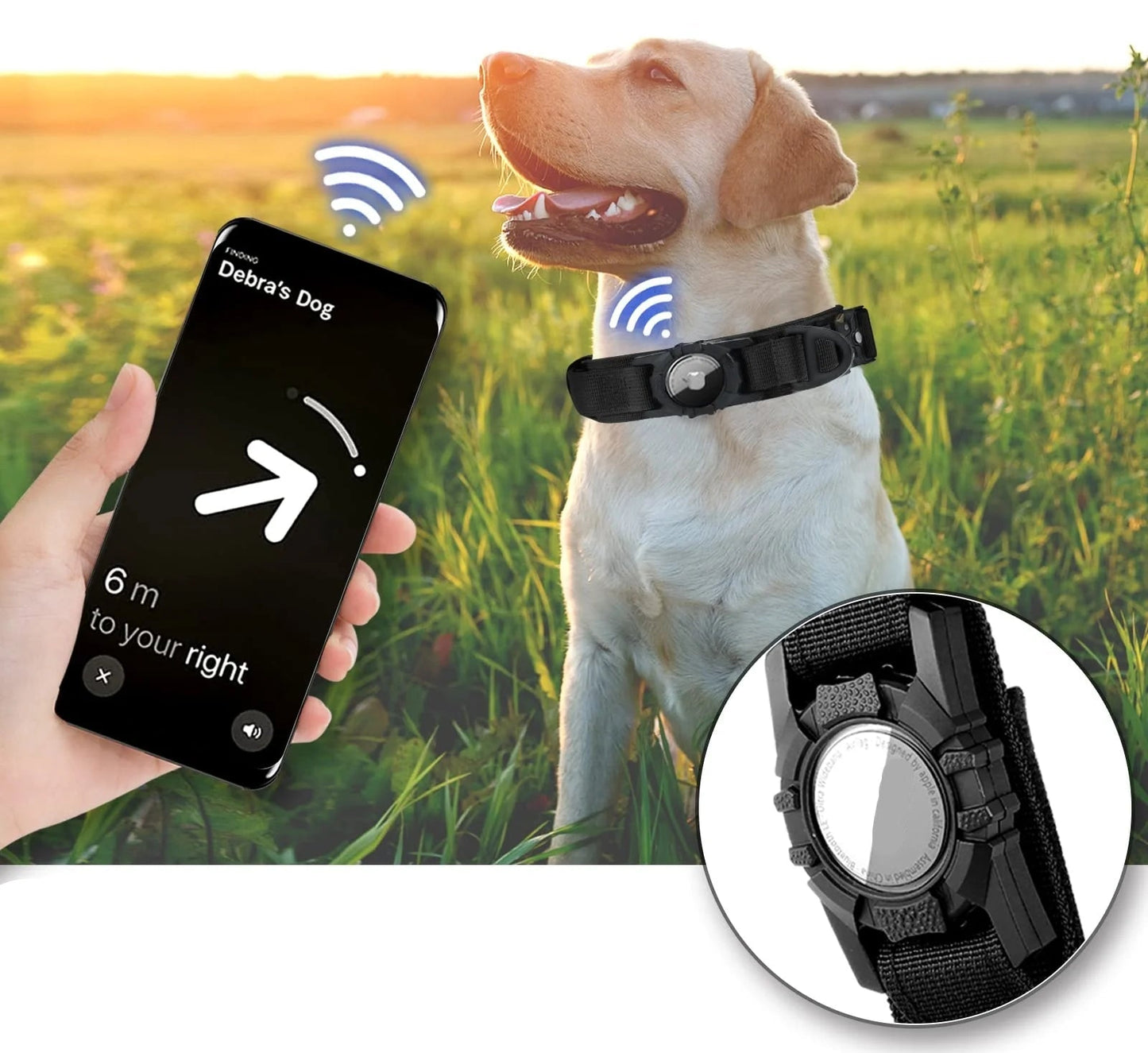 Tactical AirTag Dog Collar with Handle for GPS Tracking