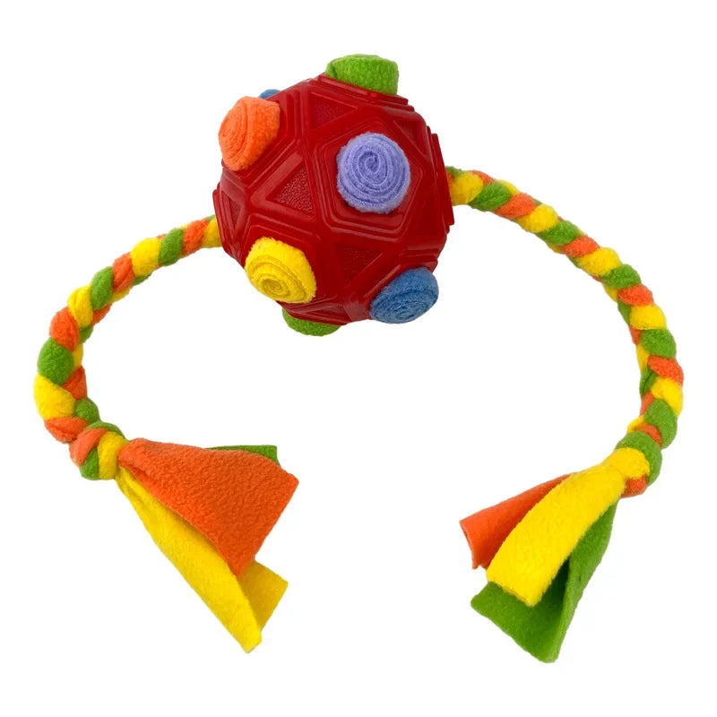 Sniffing Ball with Rope and Treat Hiding 3-in-1 Dog Toy