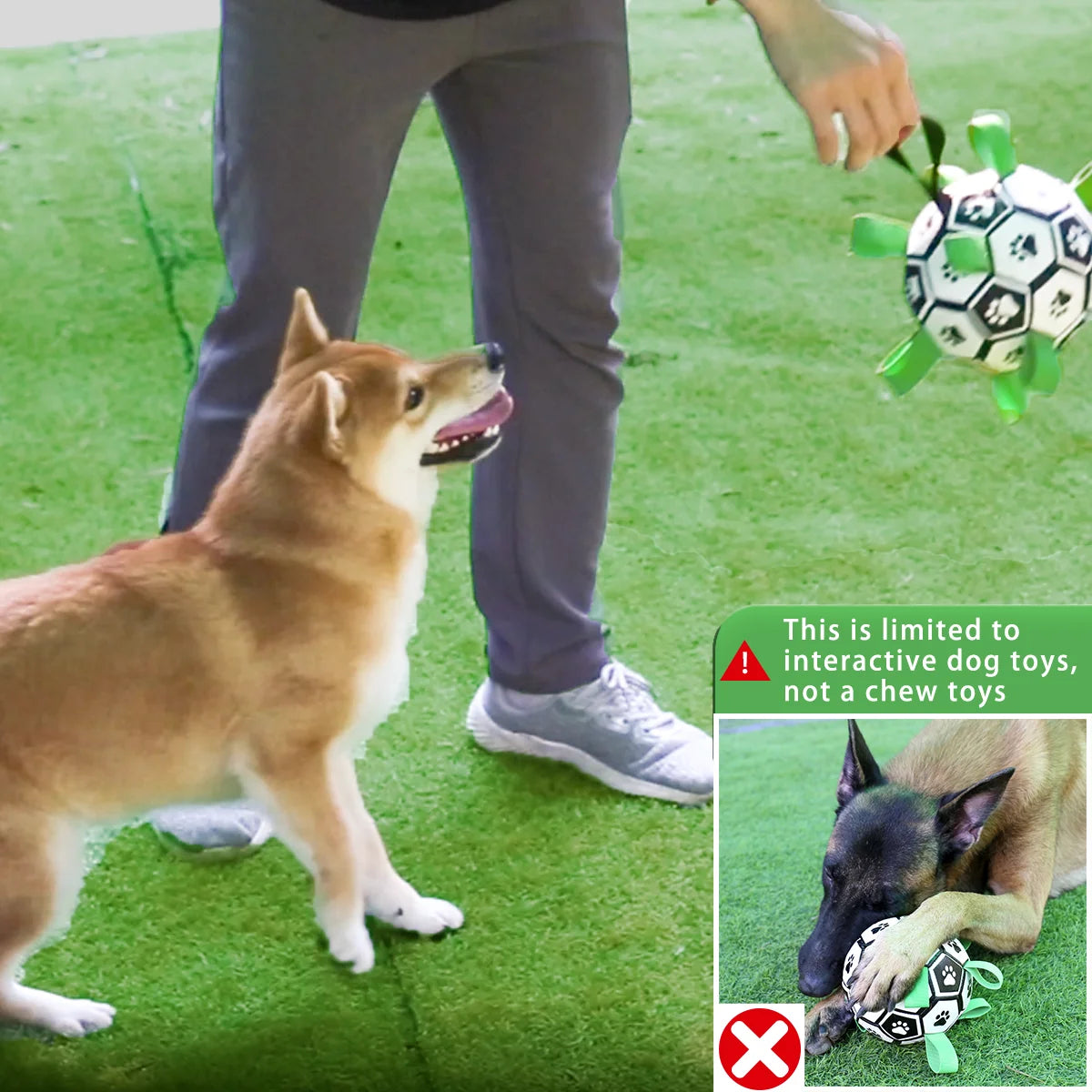 Interactive Dog Soccer Ball with Straps for Tug and Fetch