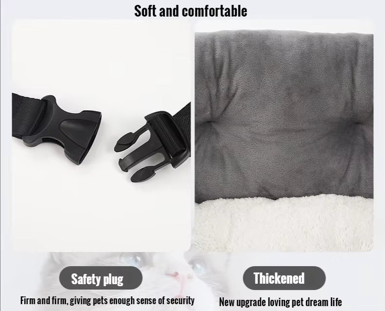 Travel Dog Car Seat Bed Washable with Safety Strap