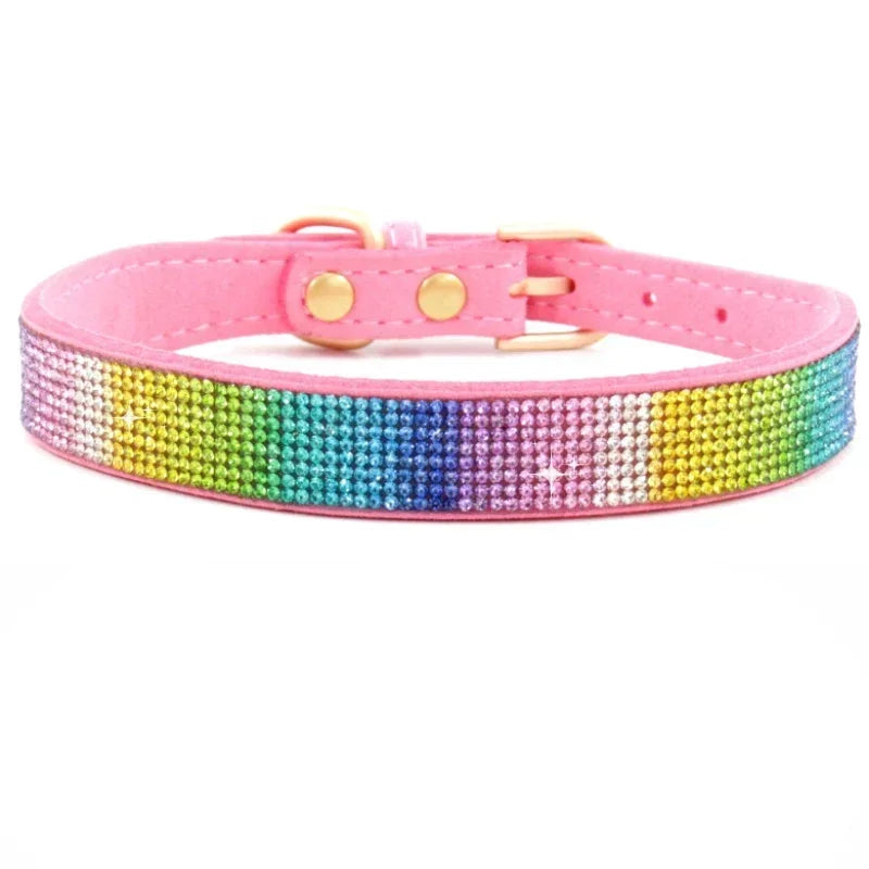 Glitter Rhinestone Suede Dog Collar
