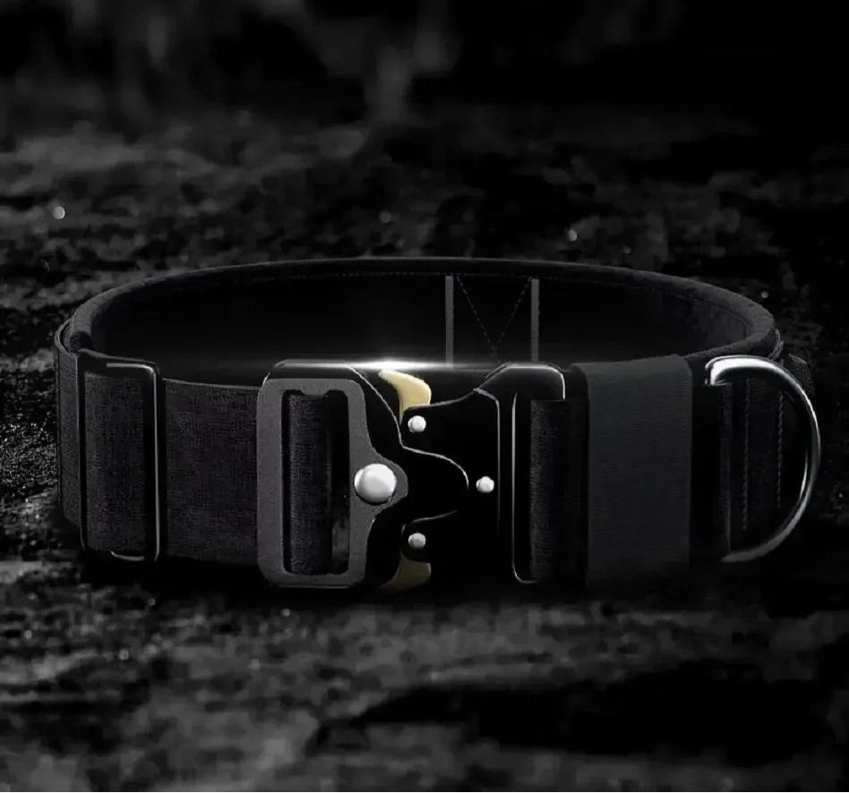 Tactical Dog Collar with Handle & Metal Buckle