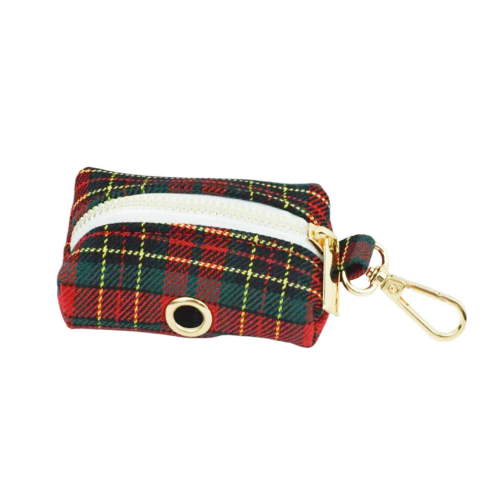 XL Red Tartan Dog Collar and Leash Set | Soft Padded & Bow Tie - Adjustable