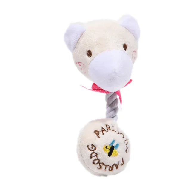 Plush Squeaky Rope Dog Toy – 17cm Puppy Chew Toy