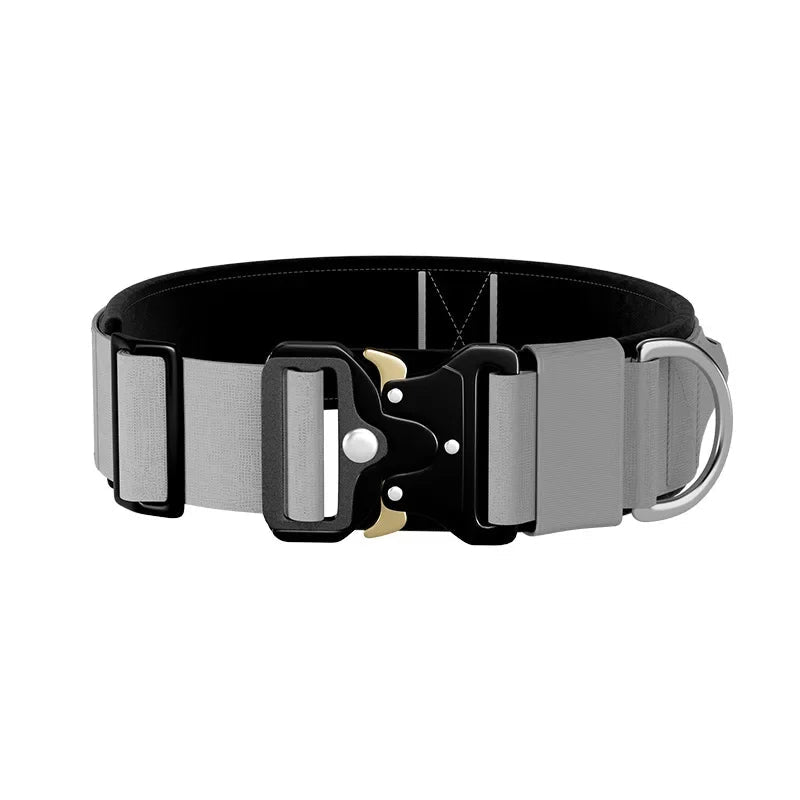 Tactical Dog Collar with Handle & Metal Buckle