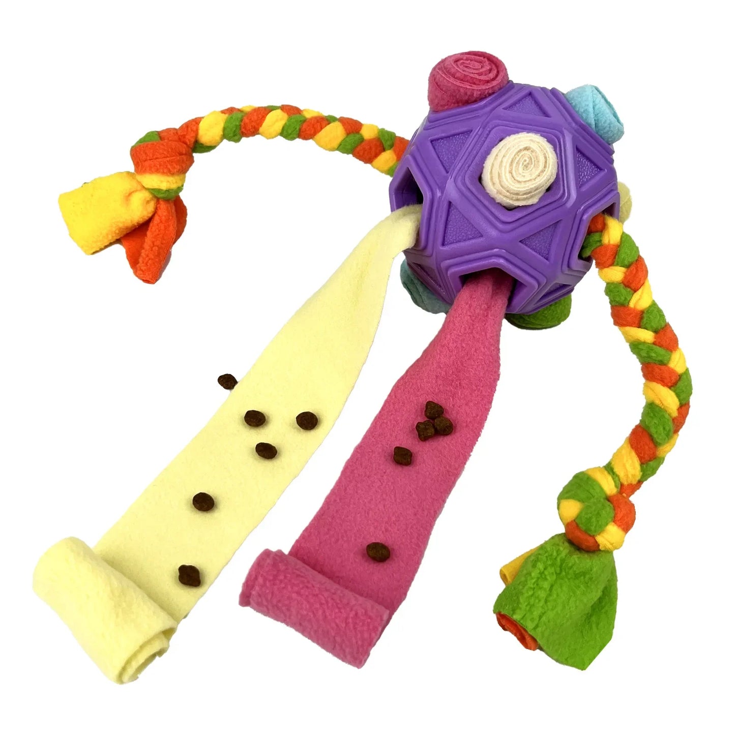 Sniffing Ball with Rope and Treat Hiding 3-in-1 Dog Toy