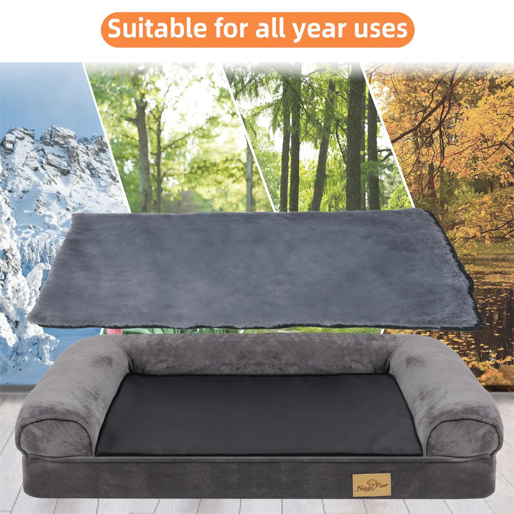 Extra Large Orthopedic Waterproof Dog Bed Washable Bolster