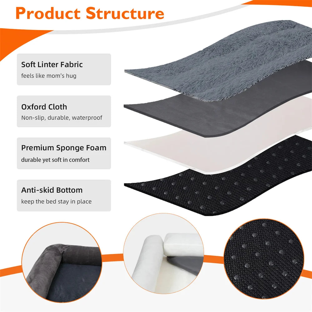 Extra Large Orthopedic Waterproof Dog Bed Washable Bolster