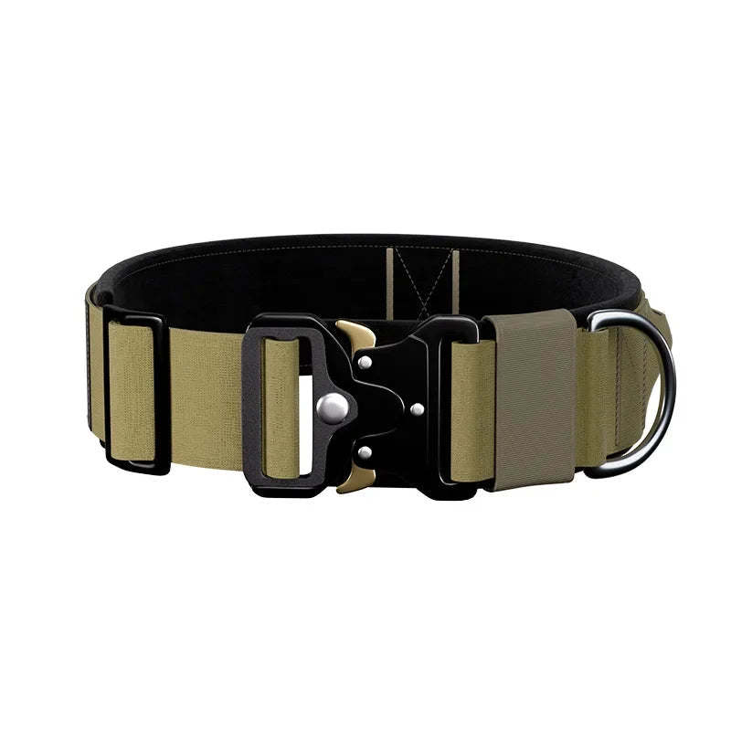 Tactical Dog Collar with Handle & Metal Buckle