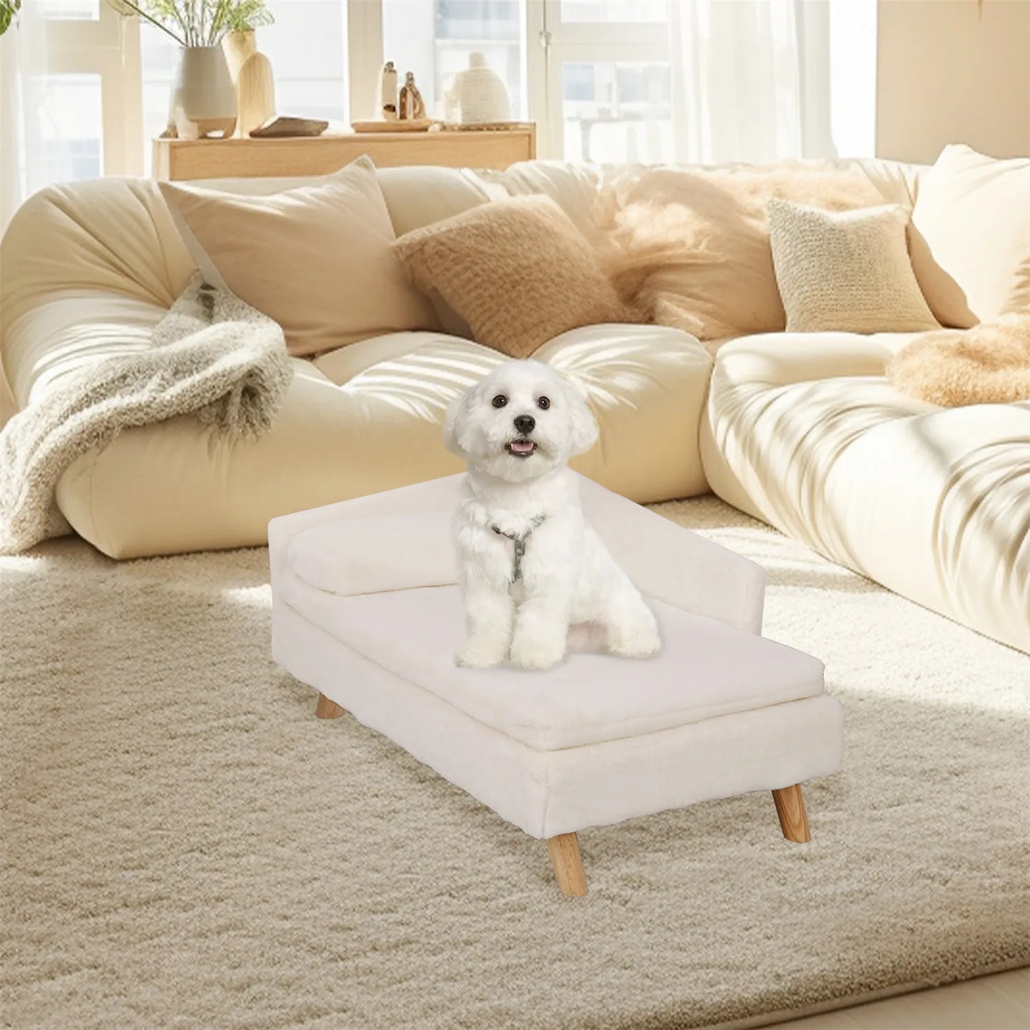 Elevated Small Dog Sofa Bed with Orthopedic Cushion Waterproof Cover