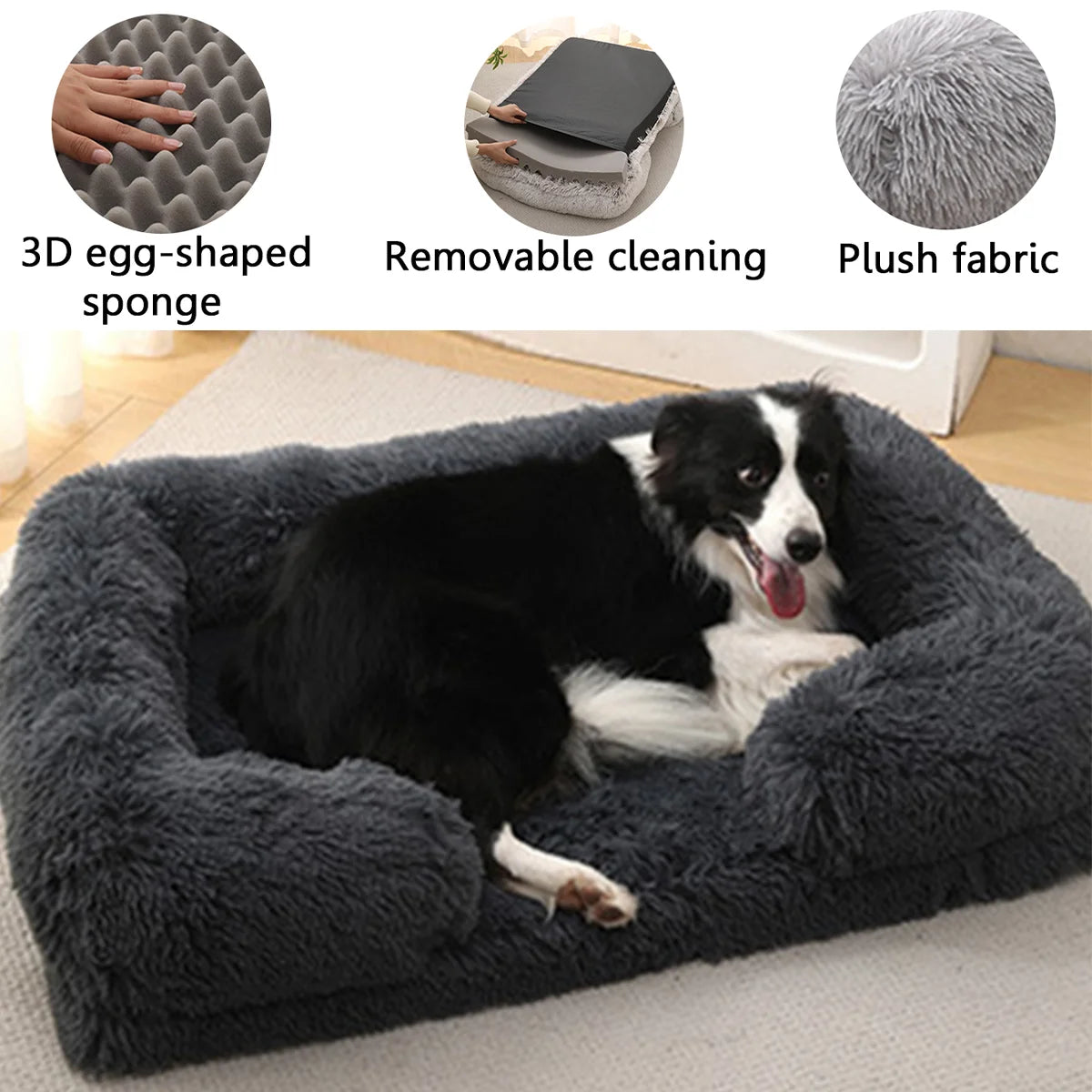 Memory Foam Orthopedic Washable Dog Bed With Removable Cover