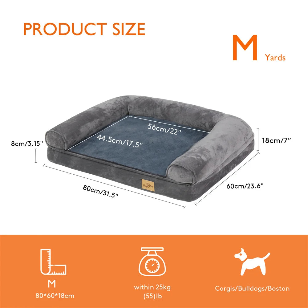 Extra Large Orthopedic Waterproof Dog Bed Washable Bolster