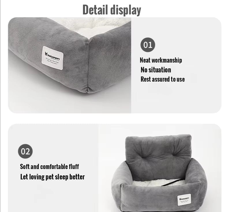 Travel Dog Car Seat Bed Washable with Safety Strap