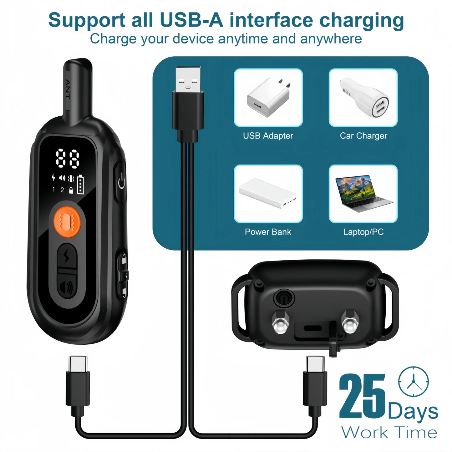 Rechargeable Waterproof Anti Bark Dog Training Collar with Remote
