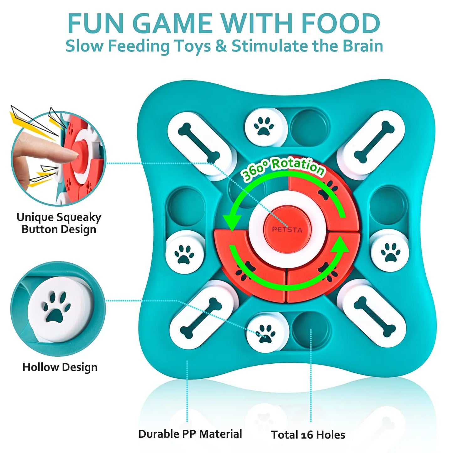 Treat Dispensing Puzzle Toy with 360° Rotation