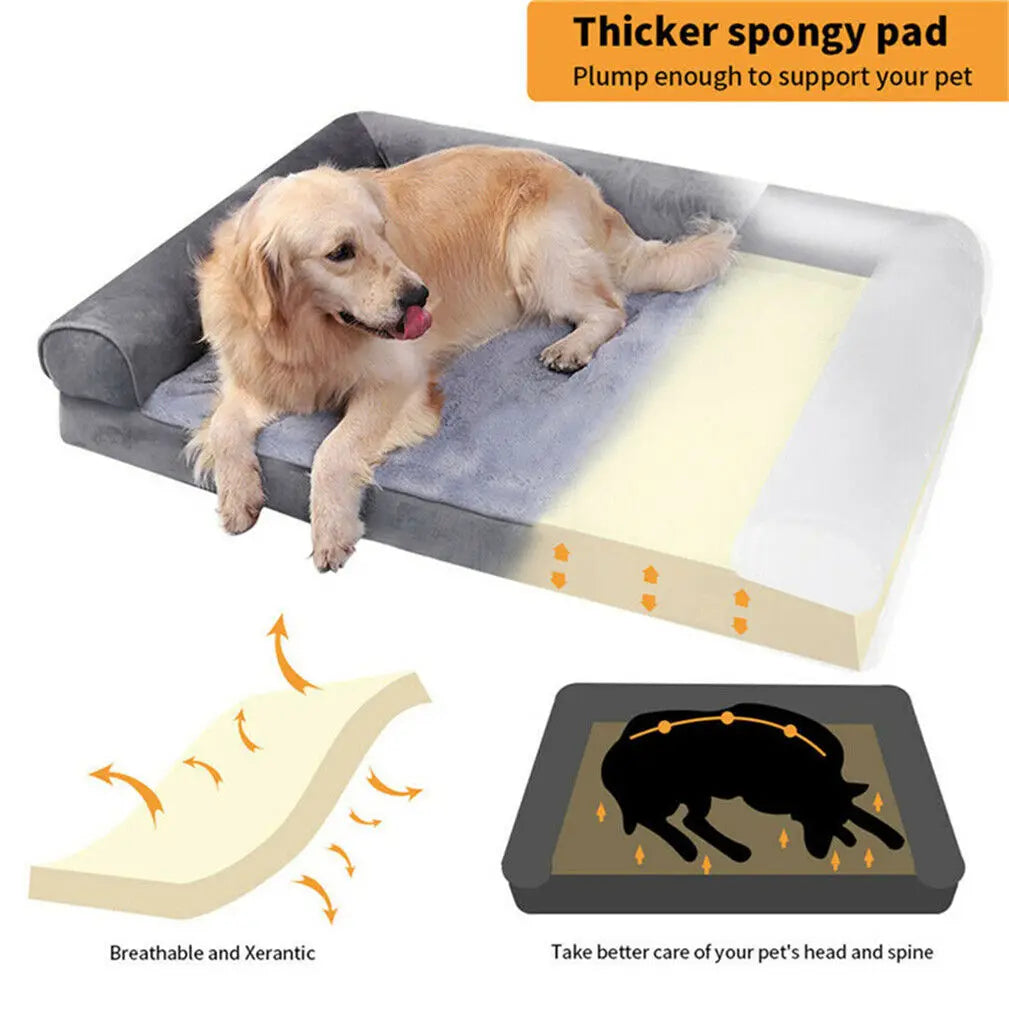 Extra Large Orthopedic Waterproof Dog Bed Washable Bolster