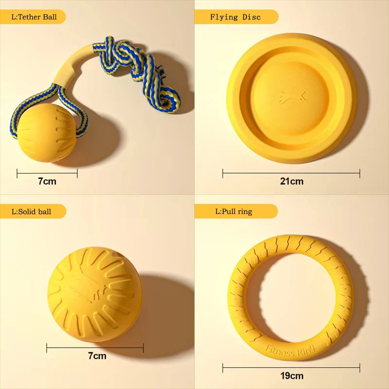 Durable Dog Toy Set – Flying Disc, Ball, Tug & Pull Ring