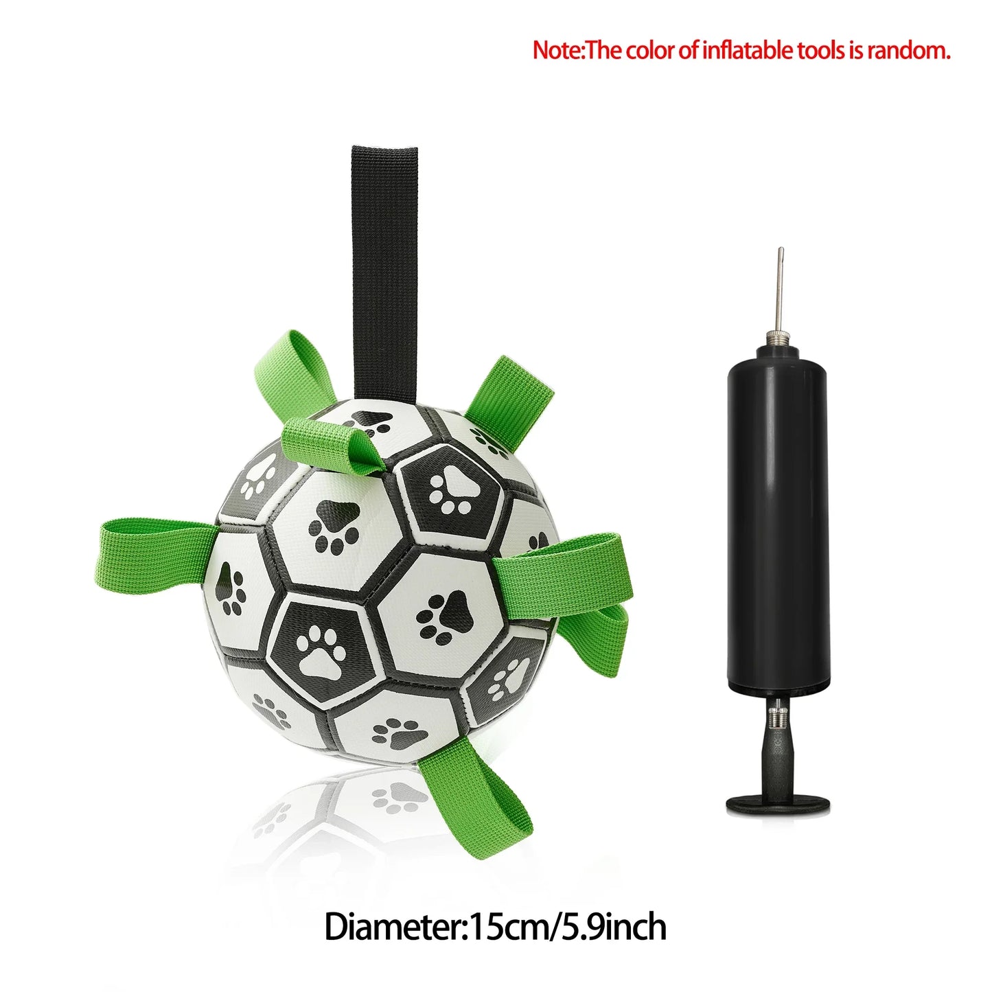 Interactive Dog Soccer Ball with Straps for Tug and Fetch