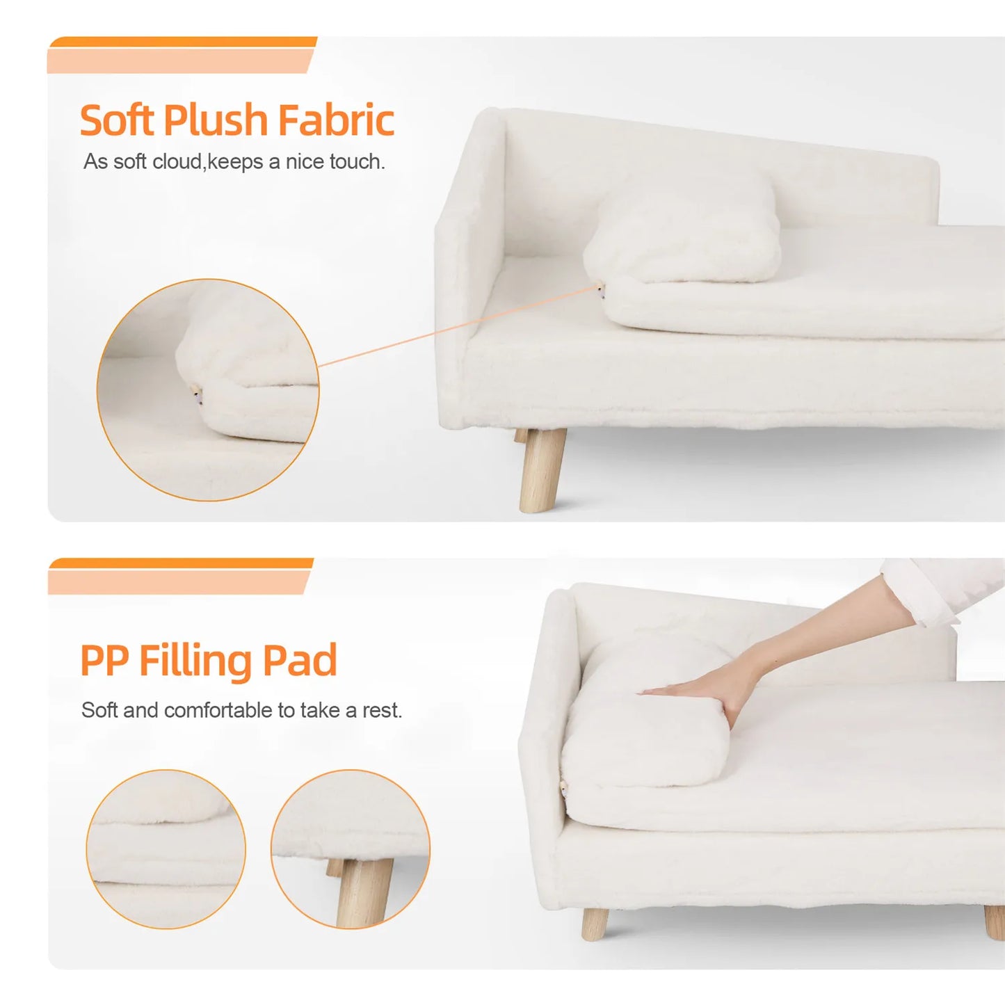 Elevated Small Dog Sofa Bed with Orthopedic Cushion Waterproof Cover