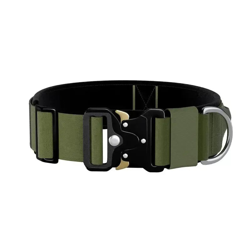 Tactical Dog Collar with Handle & Metal Buckle