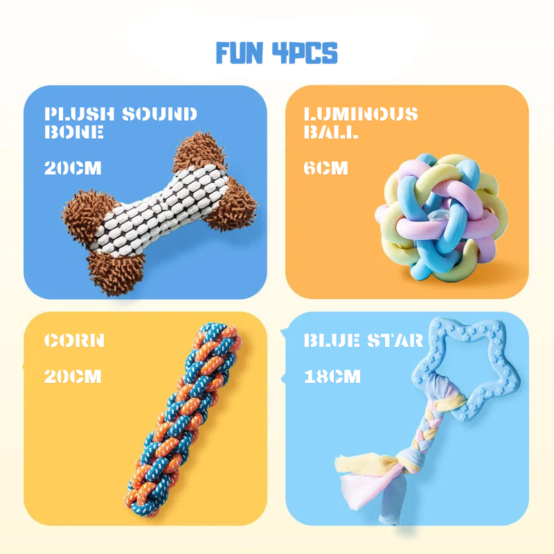 Colorful Dog Chew Toy Set for Dental Health and Play