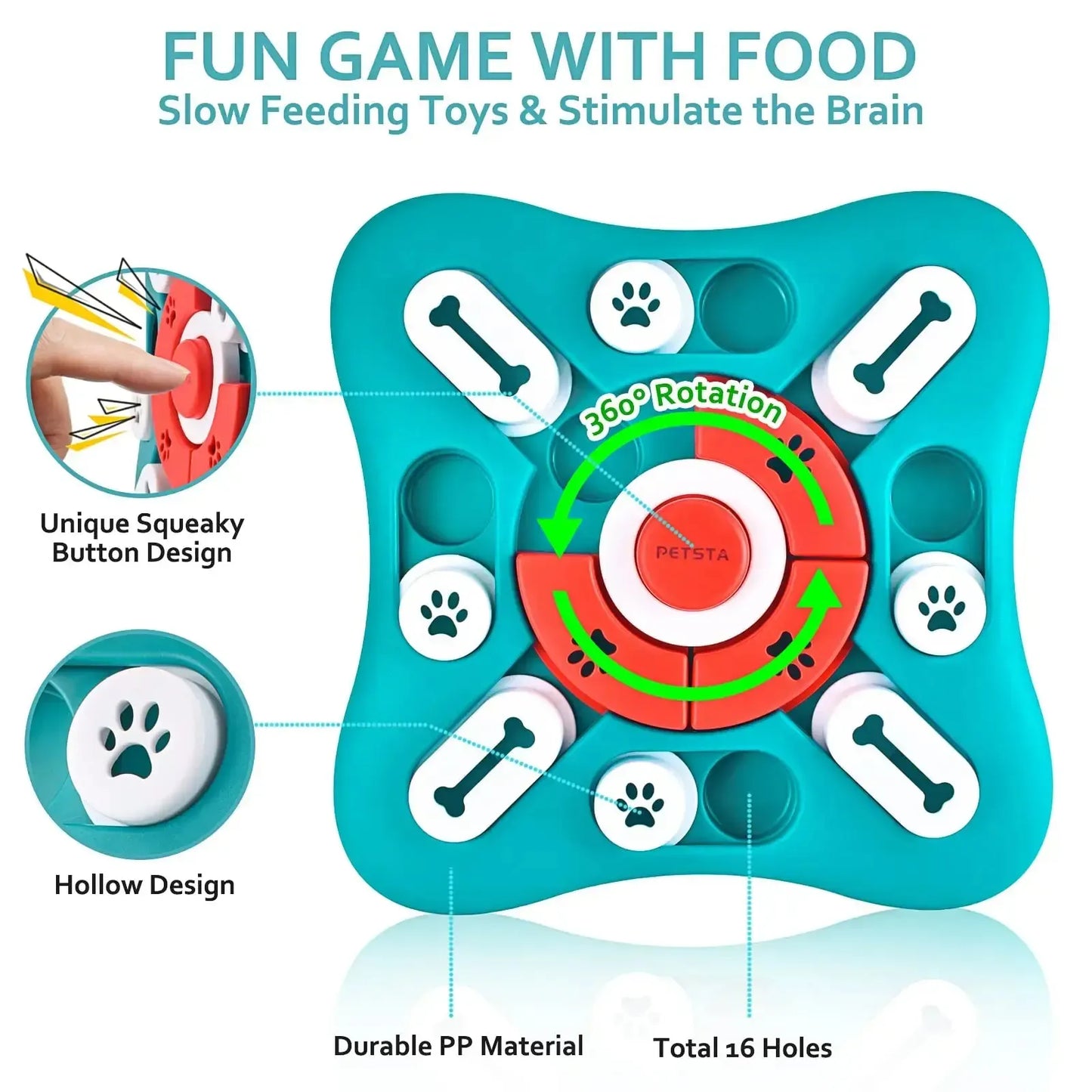 Treat Dispensing Puzzle Toy with 360° Rotation