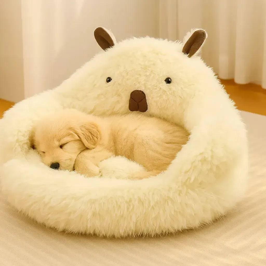 Washable Plush Dog Nest Bed with Bolster Comfort