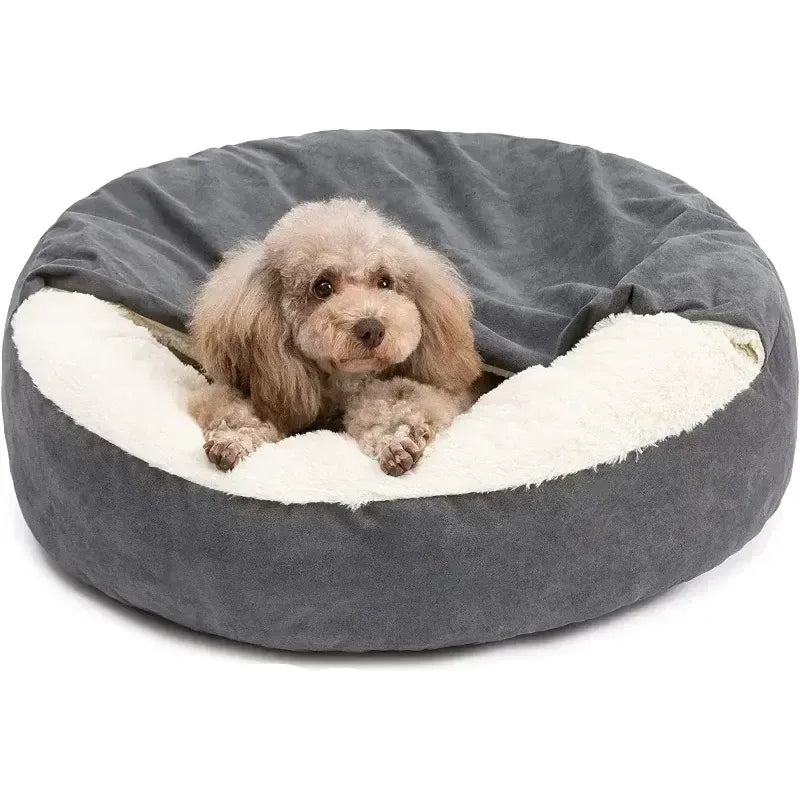 Washable Semi-Closed Cave Dog Bed With Removable Cushion