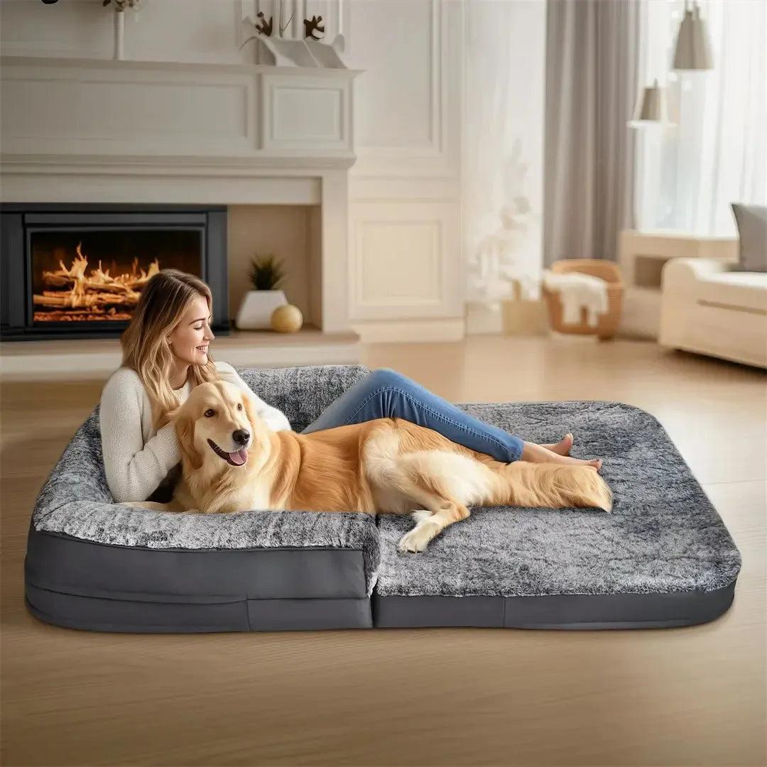 180cm Long Human Size Washable Foldable Orthopedic Dog Bed