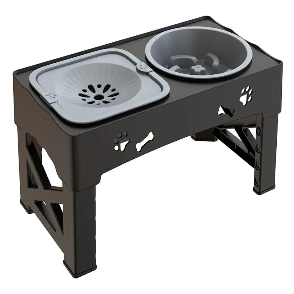 3-in-1 Adjustable Elevated Slow Feeder & Water Bowl