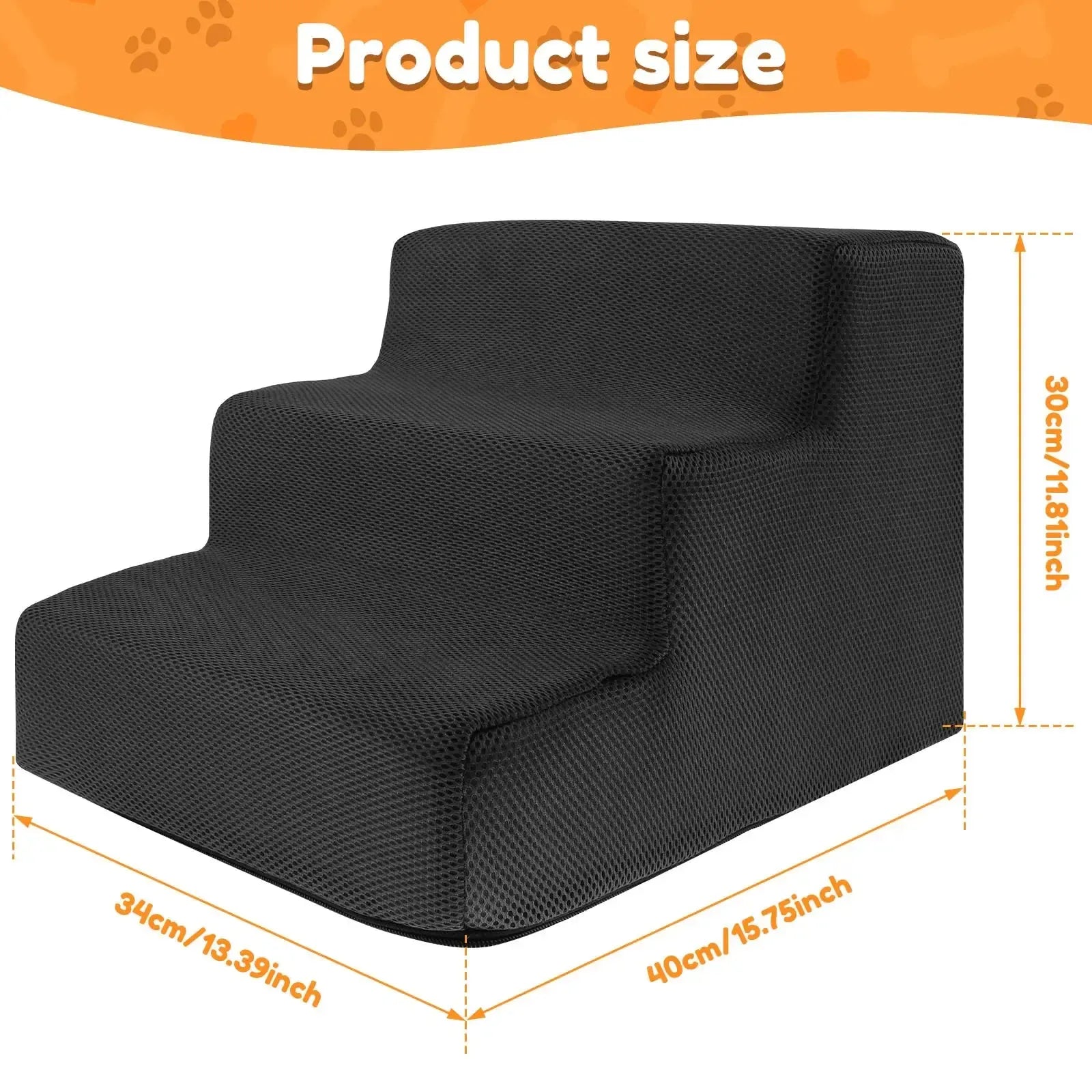 3 step foam dog stairs with washable cover