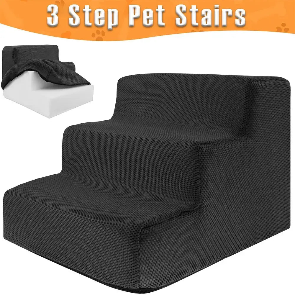 3 step foam dog stairs with washable cover