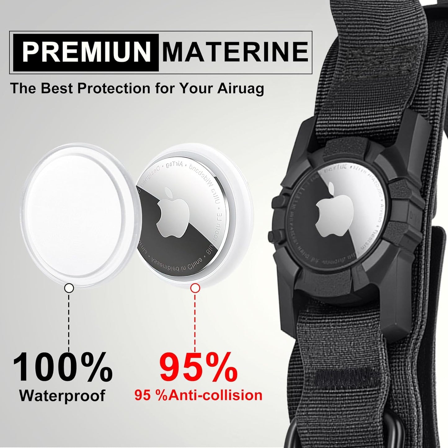 Tactical AirTag Dog Collar with Handle for GPS Tracking