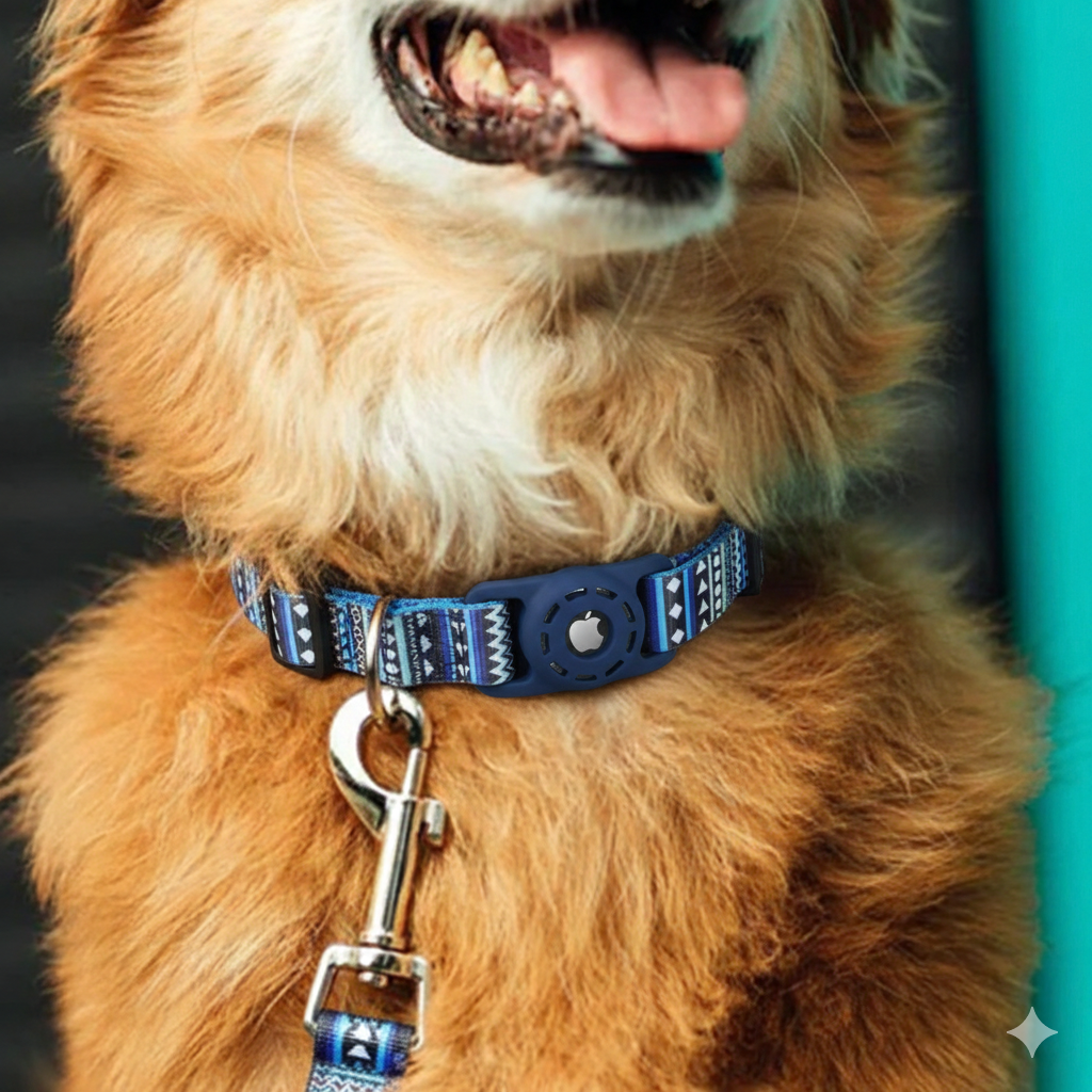 Air Tag Dog Collar with Secure Reflective Holder