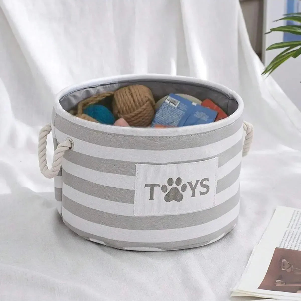 Black Felt Dog Toy Storage Basket