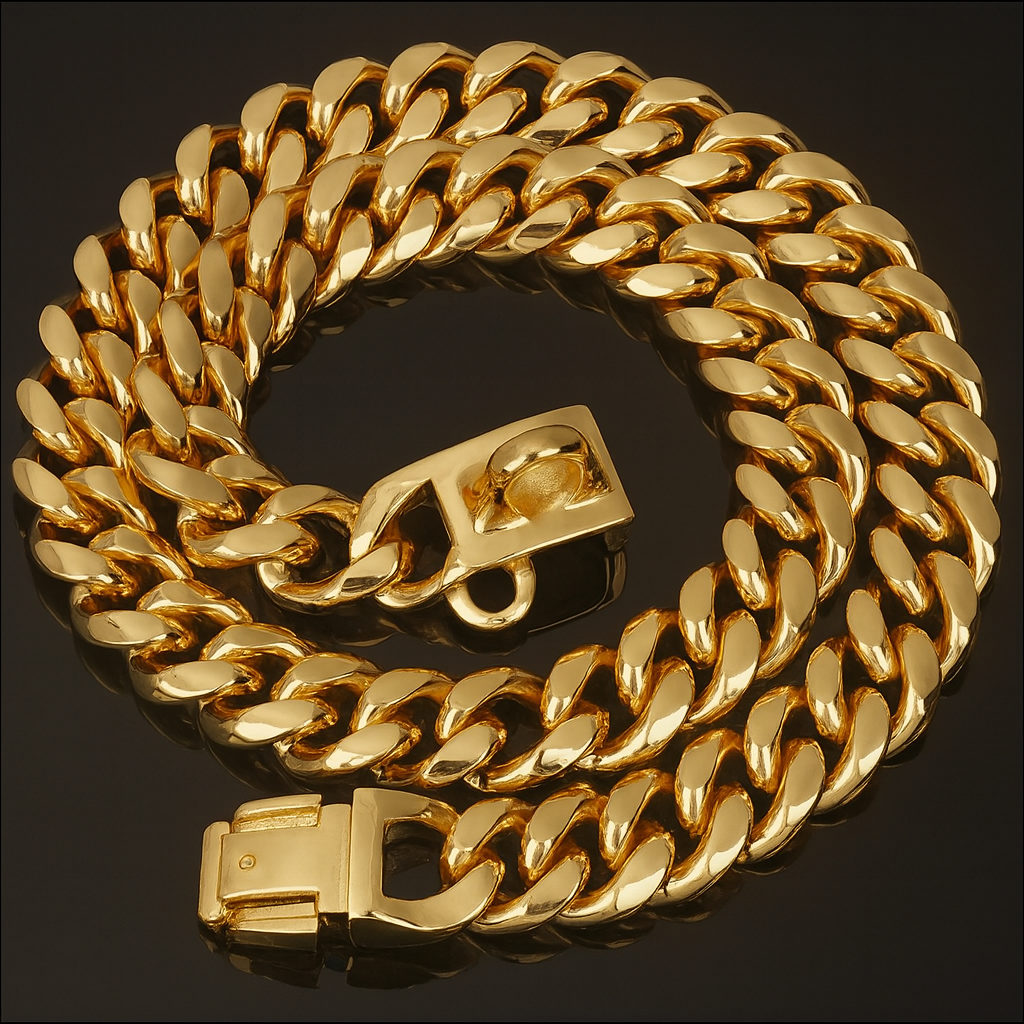 Heavy-Duty Gold Plated Cuban Link Dog Collar