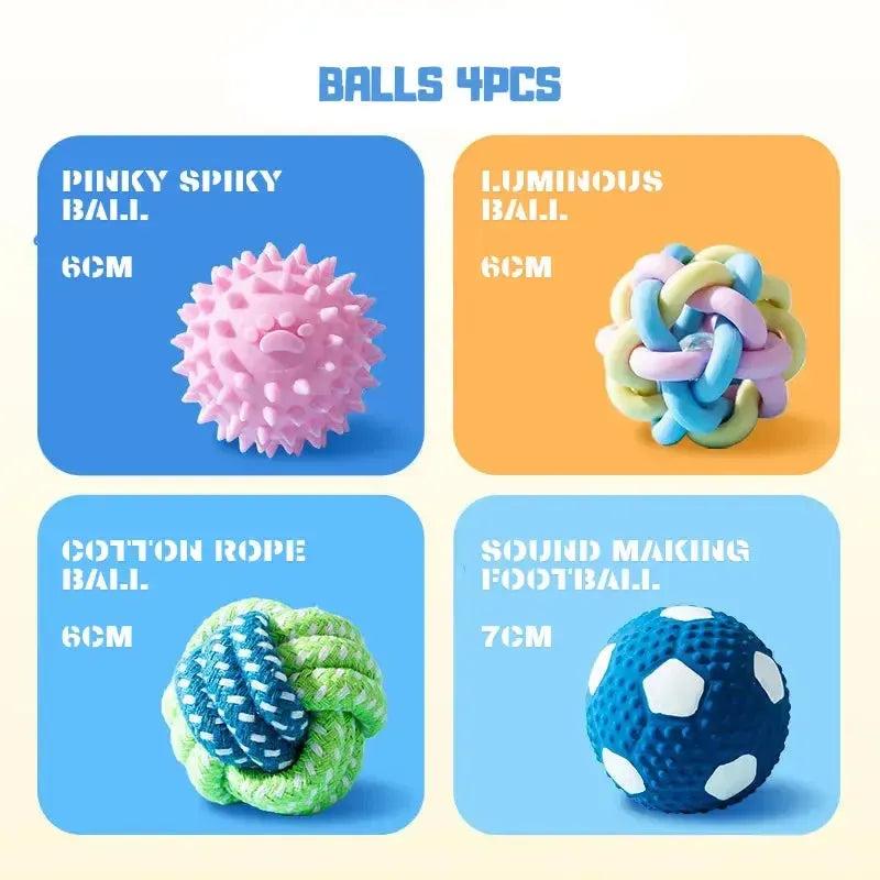 Colorful Dog Chew Toy Set for Dental Health and Play