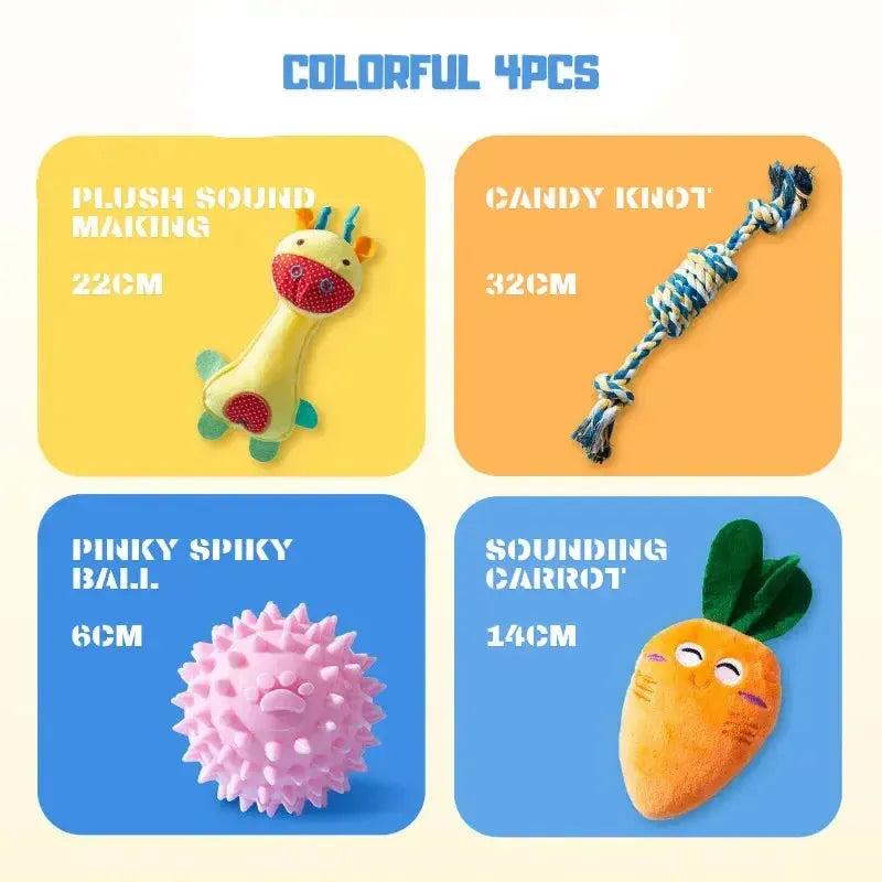 Colorful Dog Chew Toy Set for Dental Health and Play