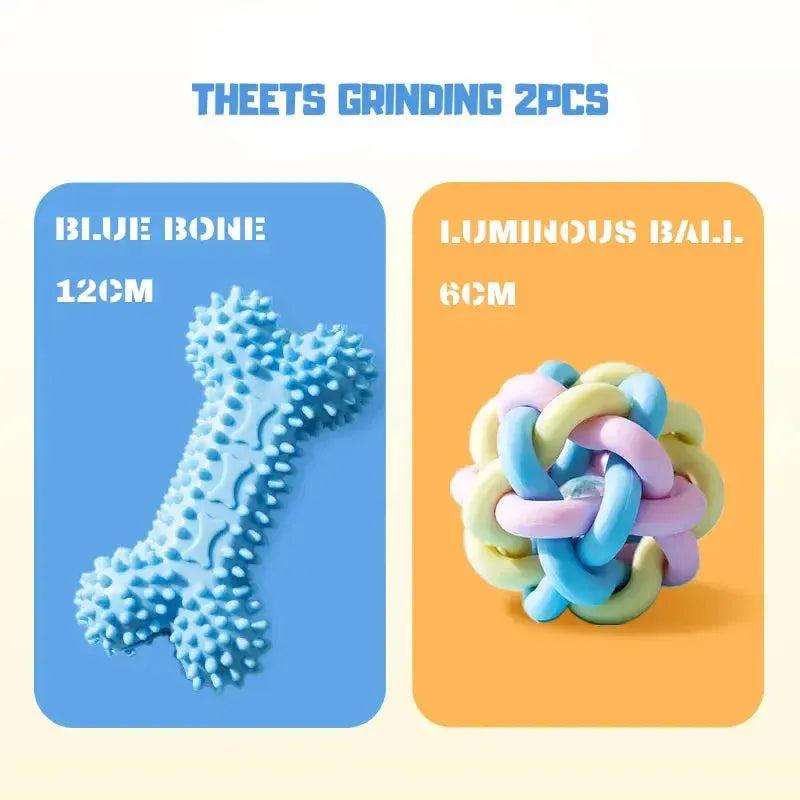 Colorful Dog Chew Toy Set for Dental Health and Play