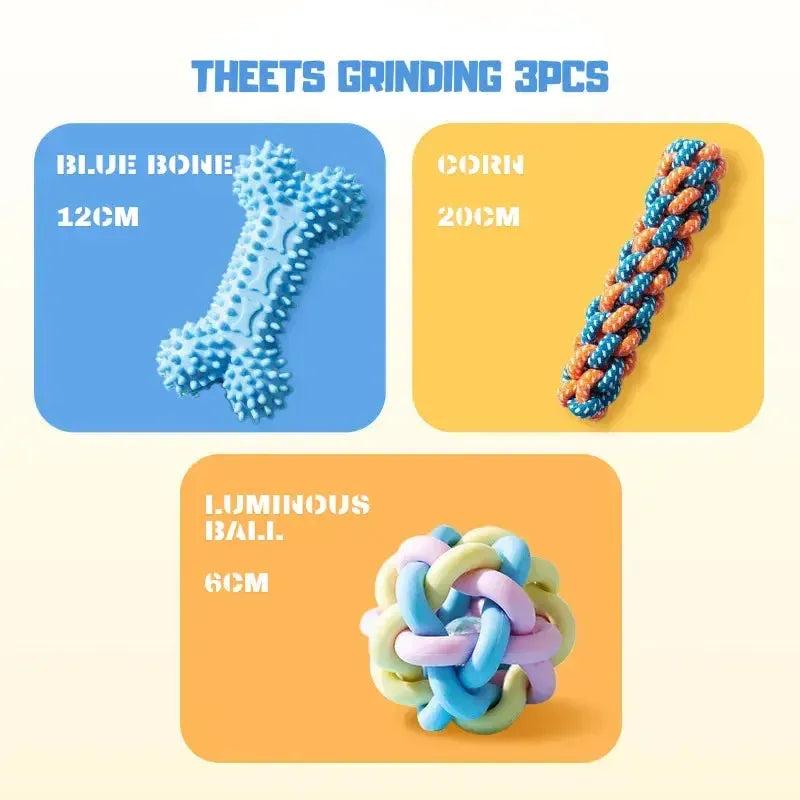 Colorful Dog Chew Toy Set for Dental Health and Play