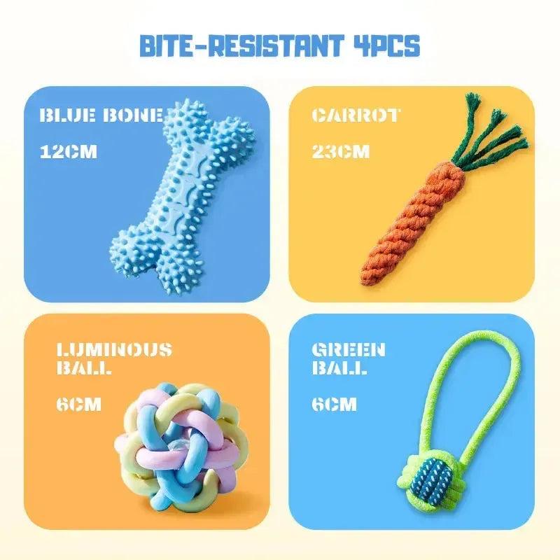 Colorful Dog Chew Toy Set for Dental Health and Play