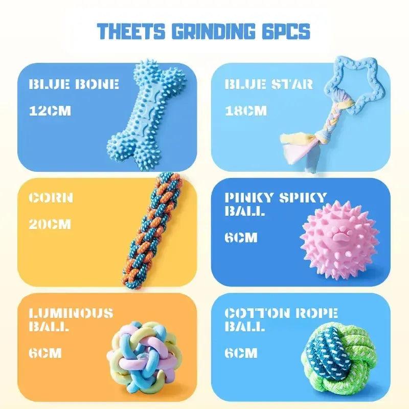 Colourful Dog Chew Toy Set for Dental Health and Play