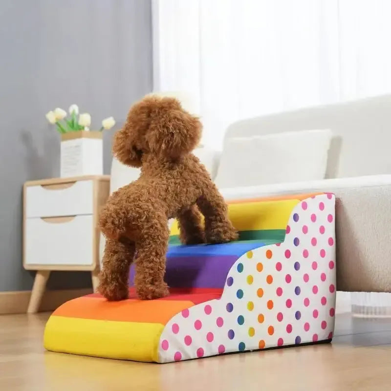 Colourful luxury dog stairs with washable cover